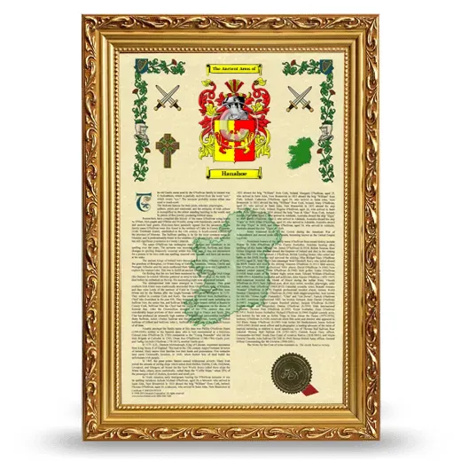 Hanahoe Armorial History Framed - Gold