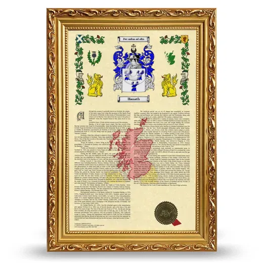 Hanath Armorial History Framed - Gold