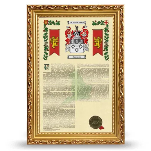 Hannson Armorial History Framed - Gold