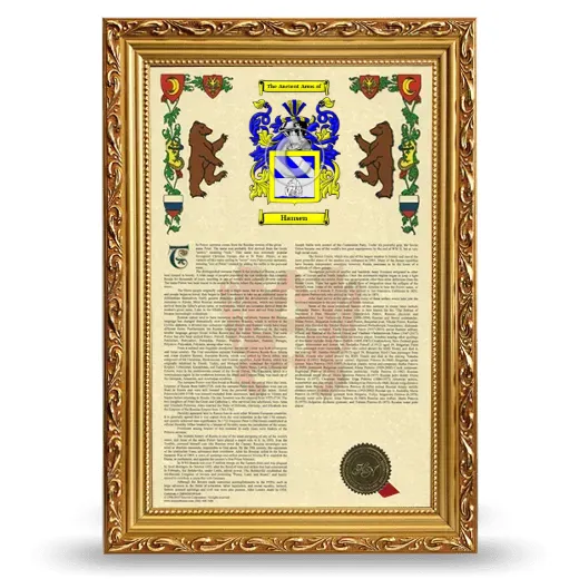 Hansen Armorial History Framed - Gold