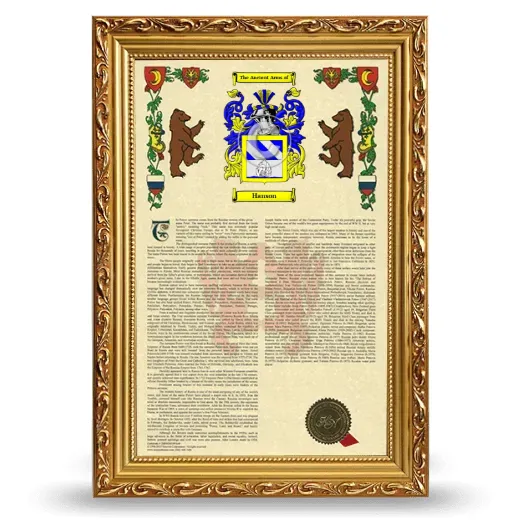 Hanson Armorial History Framed - Gold