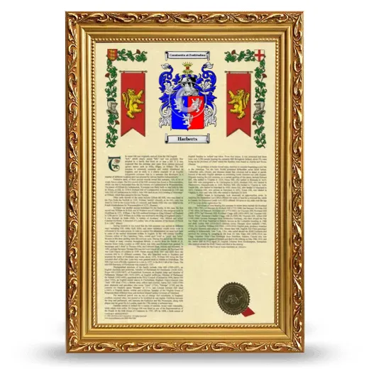 Harberts Armorial History Framed - Gold