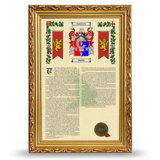 Harbit Armorial History Framed - Gold