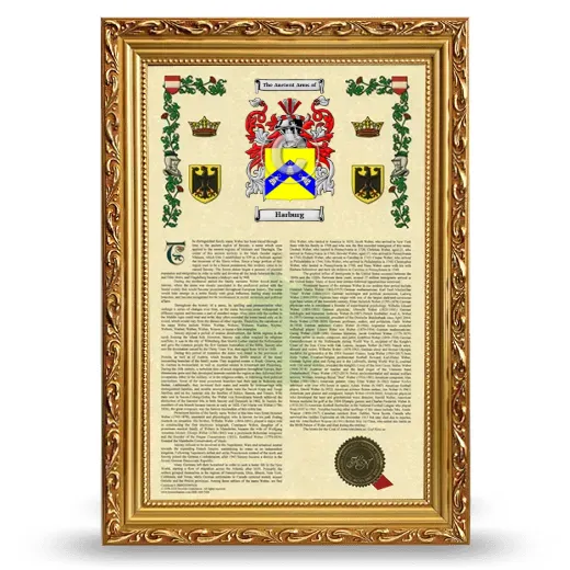 Harburg Armorial History Framed - Gold