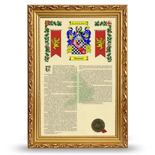 Hareward Armorial History Framed - Gold