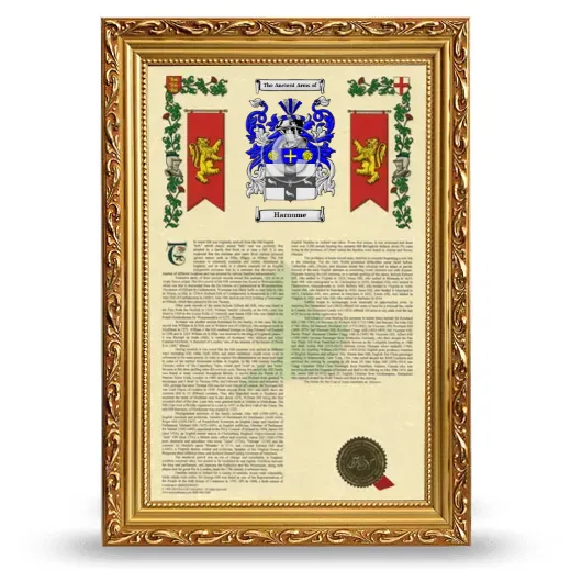 Harnume Armorial History Framed - Gold