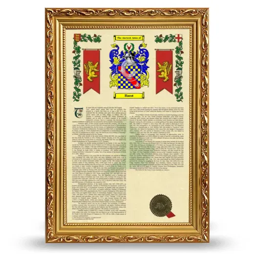 Harot Armorial History Framed - Gold