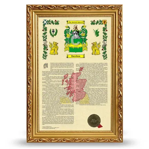 Harrelson Armorial History Framed - Gold