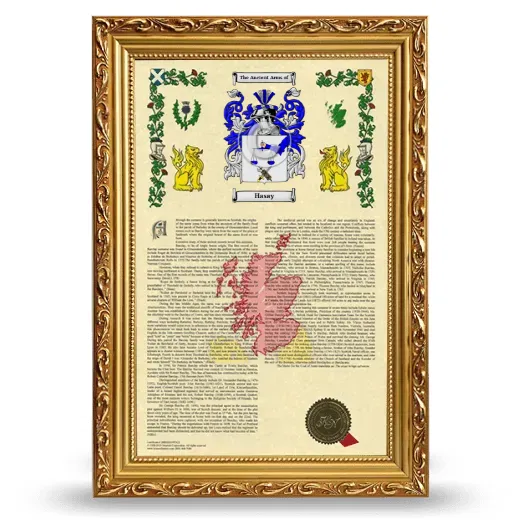 Hasay Armorial History Framed - Gold