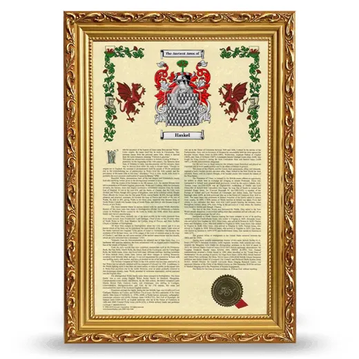 Haskel Armorial History Framed - Gold