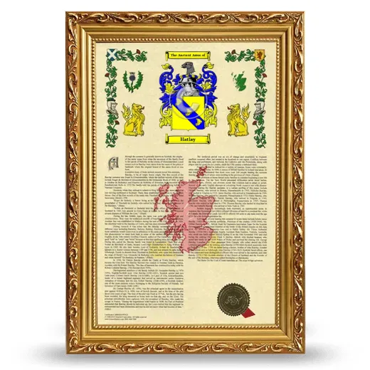 Hatlay Armorial History Framed - Gold