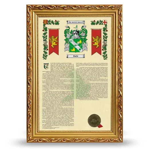 Hatle Armorial History Framed - Gold