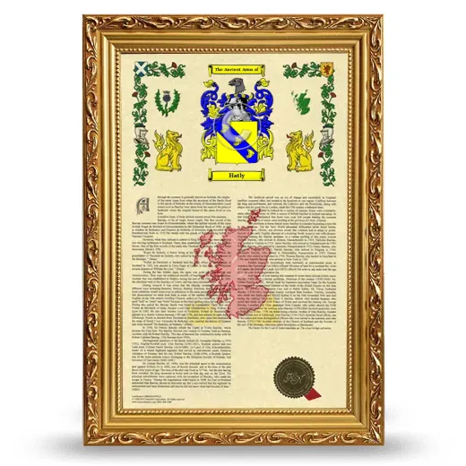 Hatly Armorial History Framed - Gold