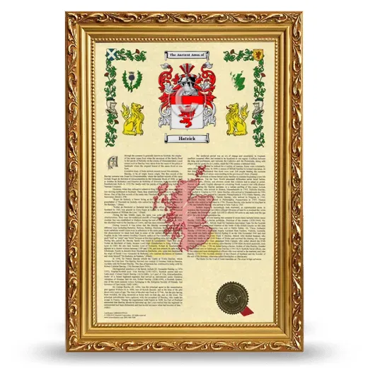 Hatrick Armorial History Framed - Gold