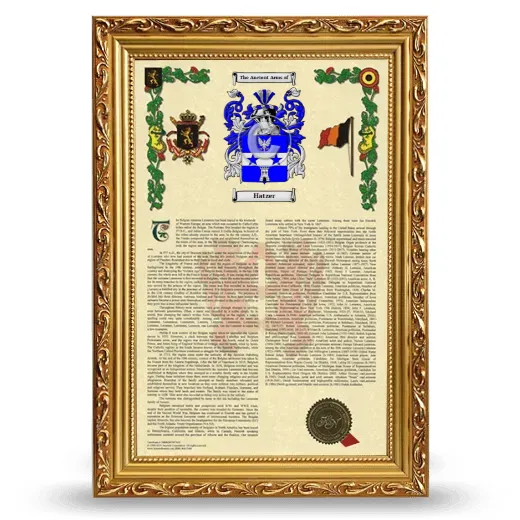 Hatzer Armorial History Framed - Gold