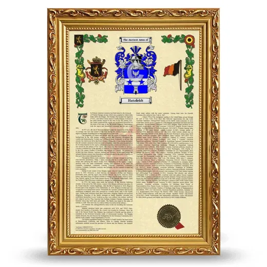 Hatzfeldt Armorial History Framed - Gold