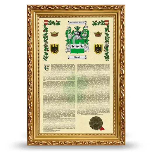 Hauch Armorial History Framed - Gold
