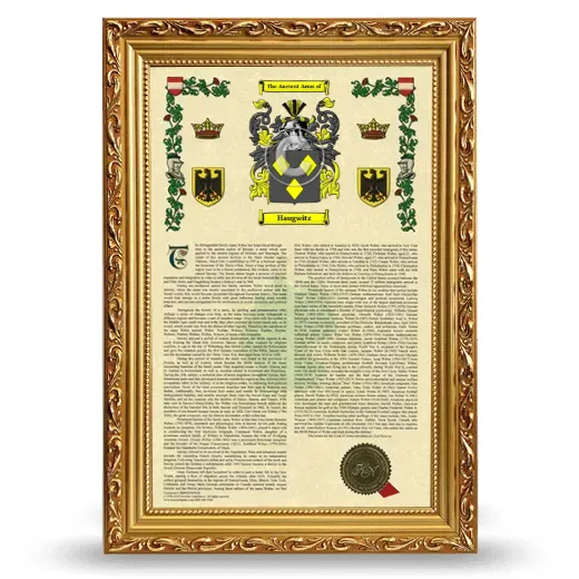 Haugwitz Armorial History Framed - Gold