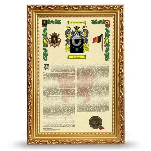 Hauwen Armorial History Framed - Gold