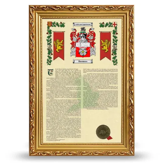 Hawman Armorial History Framed - Gold