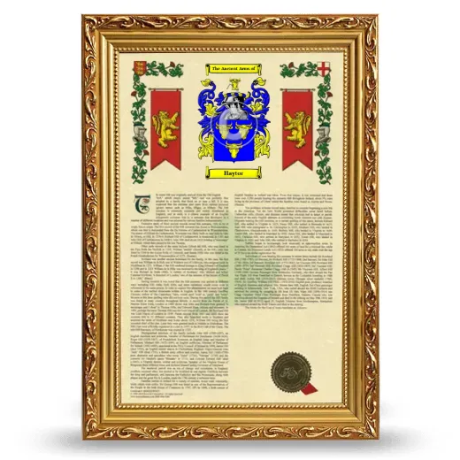 Haytor Armorial History Framed - Gold