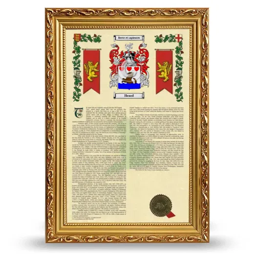 Heard Armorial History Framed - Gold
