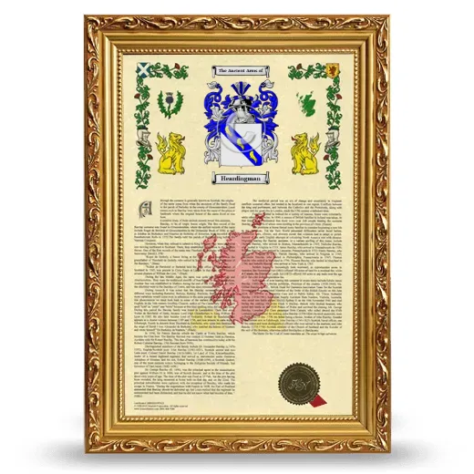 Heardingman Armorial History Framed - Gold