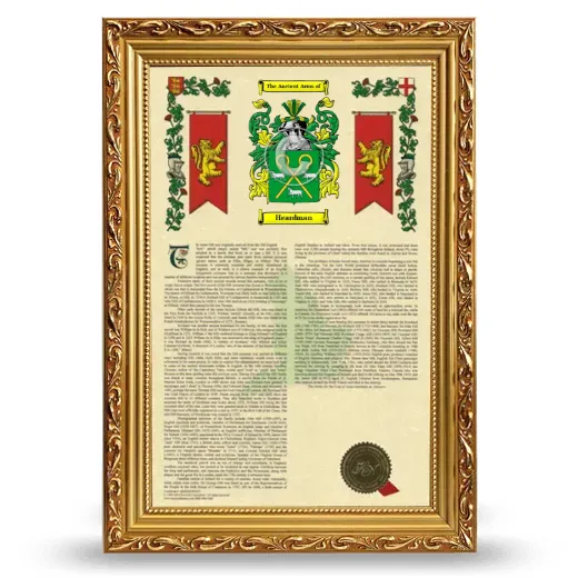 Heardman Armorial History Framed - Gold