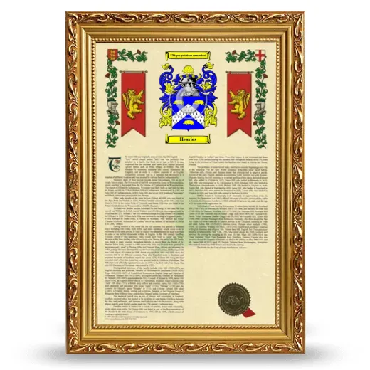 Hearies Armorial History Framed - Gold