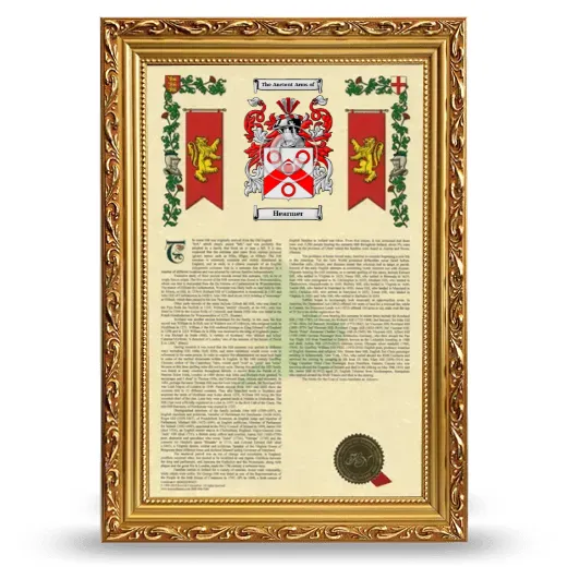 Hearmer Armorial History Framed - Gold