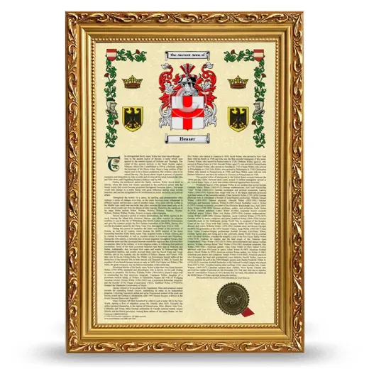 Heaser Armorial History Framed - Gold