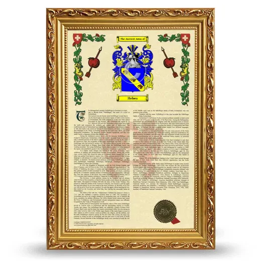 Heben Armorial History Framed - Gold