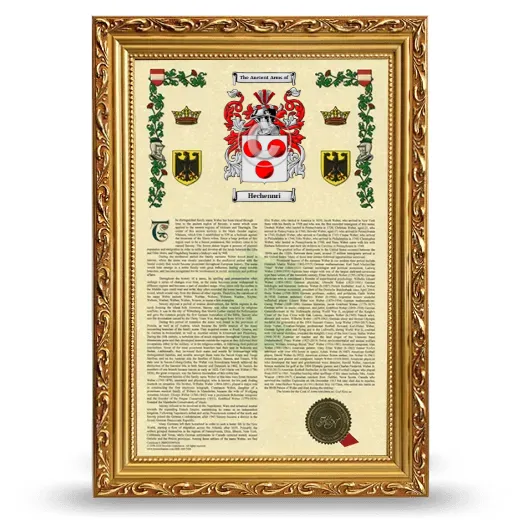 Hechennri Armorial History Framed - Gold