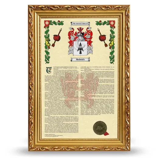 Hederich Armorial History Framed - Gold