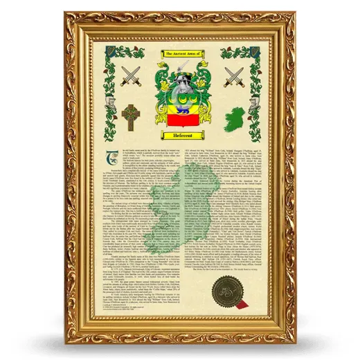 Heferent Armorial History Framed - Gold