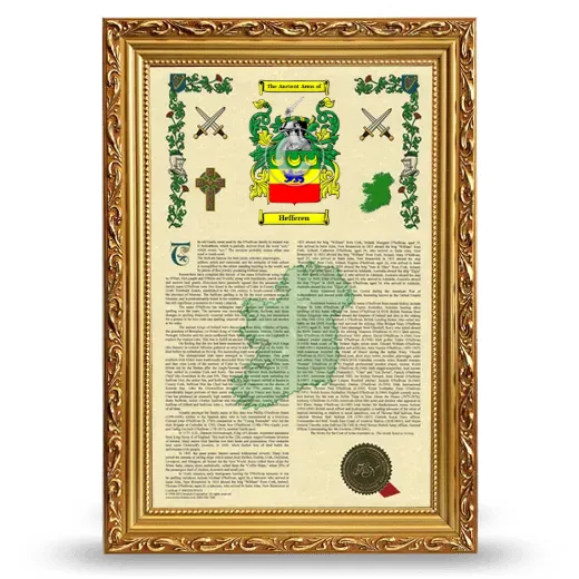 Hefferen Armorial History Framed - Gold