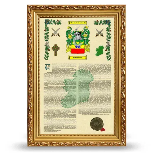 Hefferend Armorial History Framed - Gold