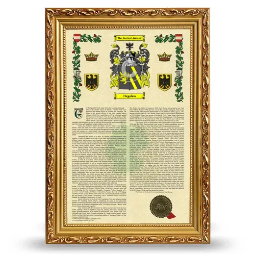 Hegelen Armorial History Framed - Gold