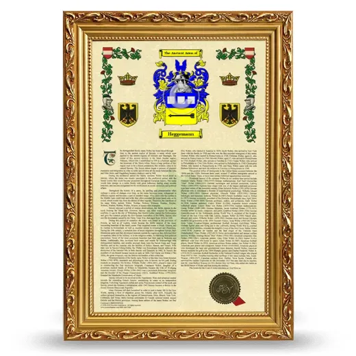 Heggemann Armorial History Framed - Gold