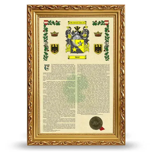 Hehl Armorial History Framed - Gold