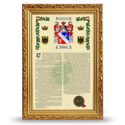 Heidelberg Armorial History Framed - Gold