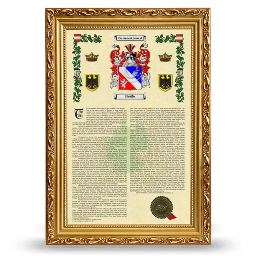Heidle Armorial History Framed - Gold