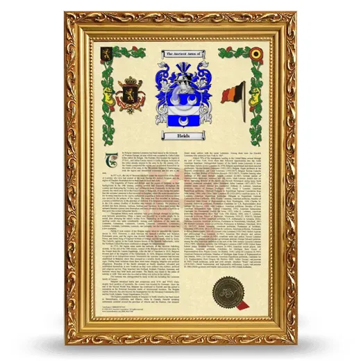 Heids Armorial History Framed - Gold