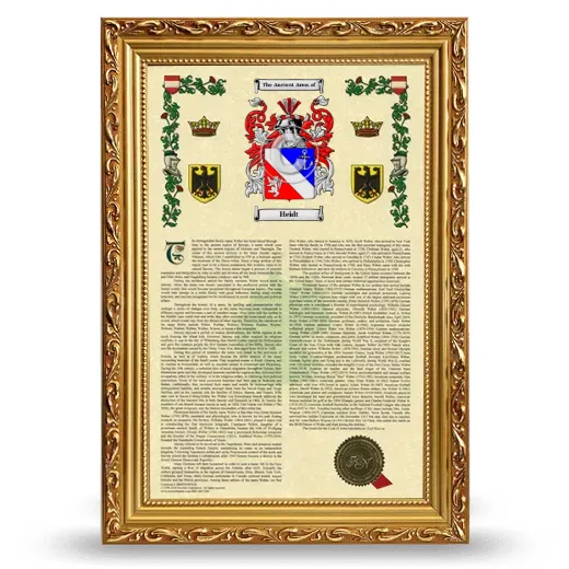 Heidt Armorial History Framed - Gold