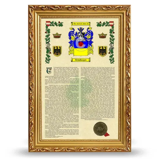 Heimburger Armorial History Framed - Gold