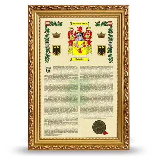 Heimlich Armorial History Framed - Gold
