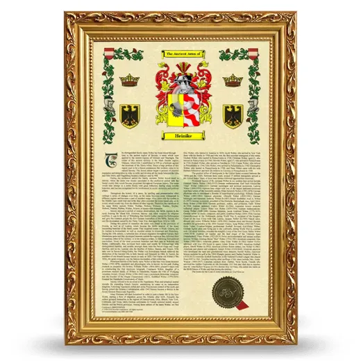 Heinike Armorial History Framed - Gold