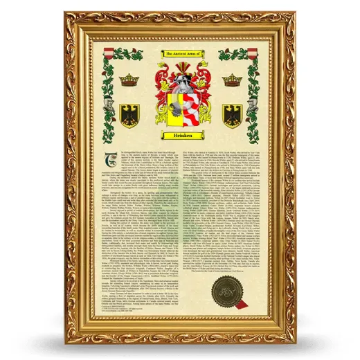 Heinken Armorial History Framed - Gold