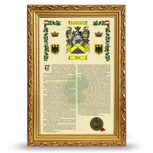 Heins Armorial History Framed - Gold