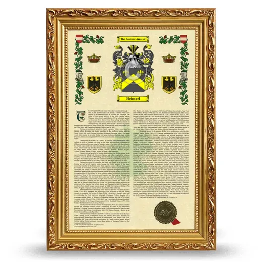 Heintzel Armorial History Framed - Gold